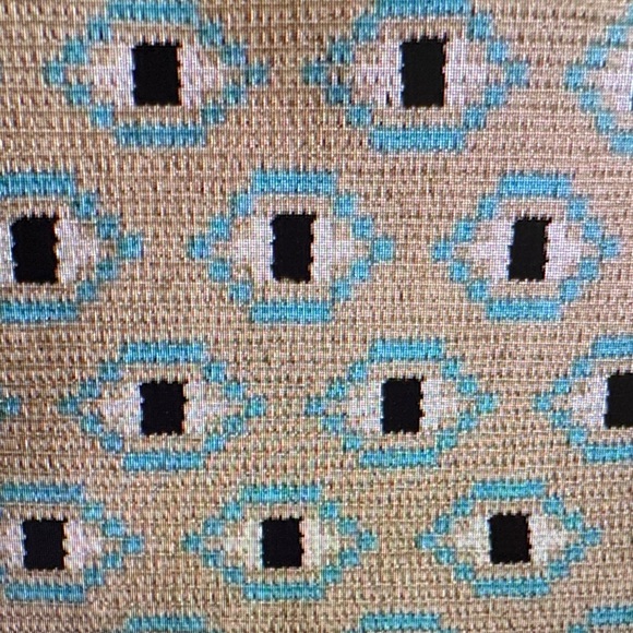 Wayuu Evil Eye Tan and Blue Patterned Women's Bag - Picture 2 of 9